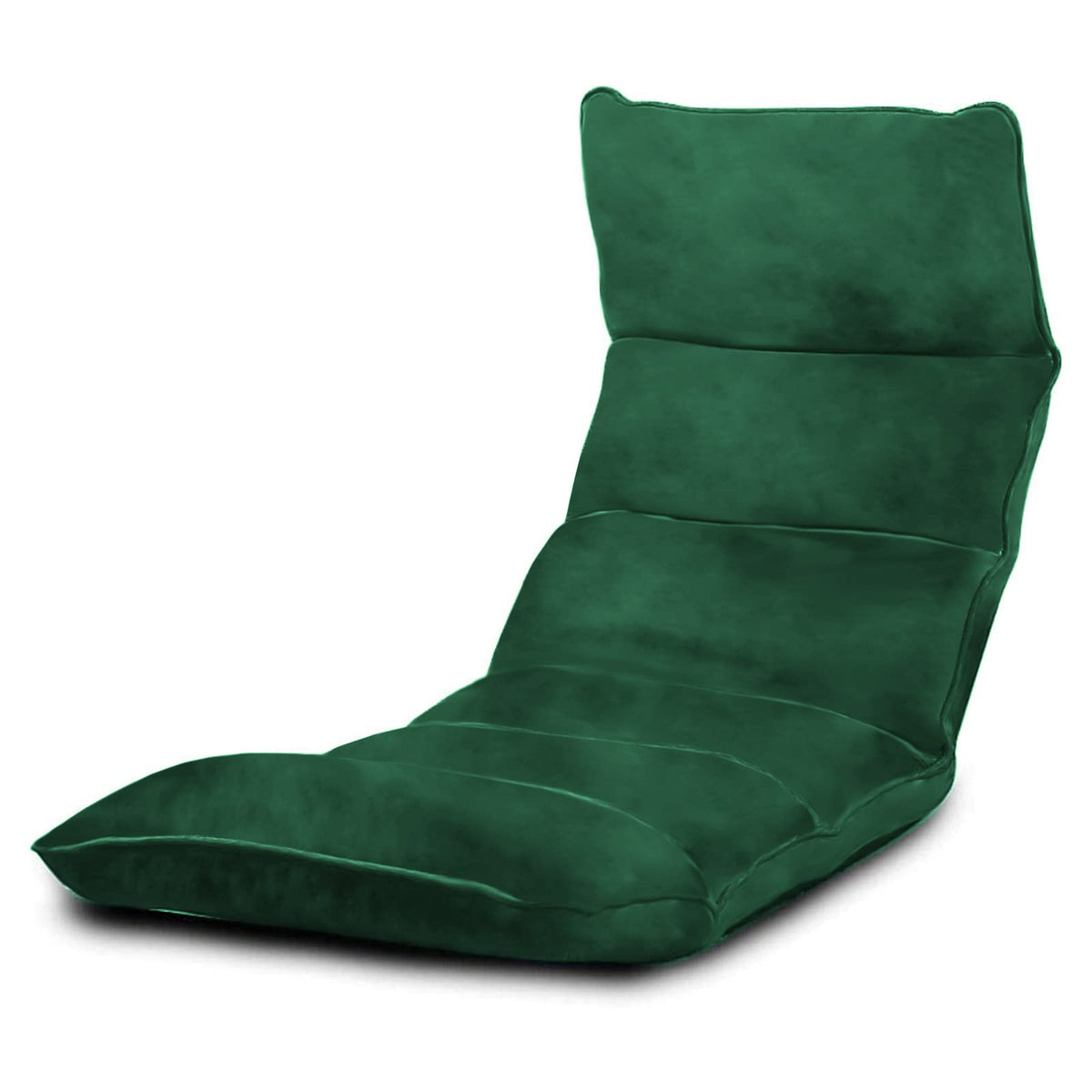 Picnic Velvet Foldable Floor Chair - 120x50x15 cm Dark Green