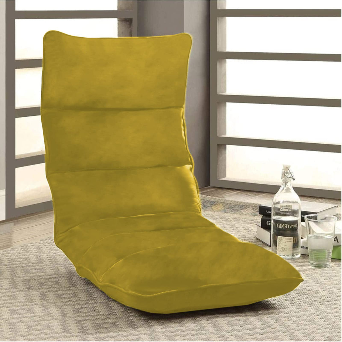 Picnic Velvet Foldable Floor Chair - 120x50x15 cm Gold