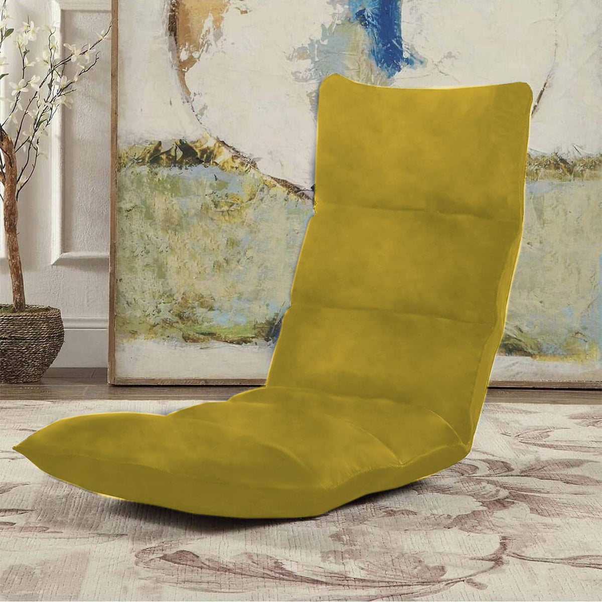 Picnic Velvet Foldable Floor Chair - 120x50x15 cm Gold