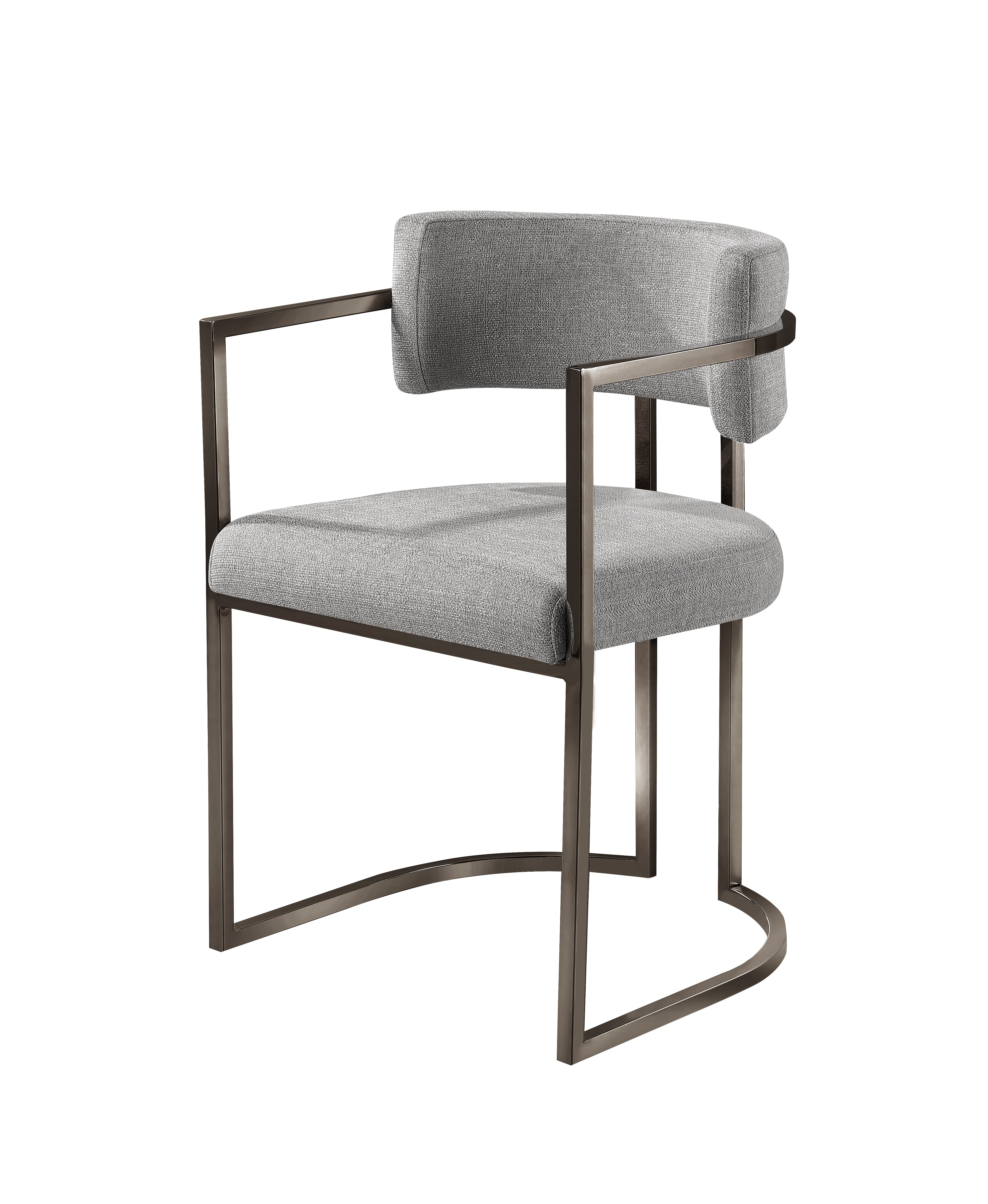 Alexa DC-603 Chair — Grey — Linen — Bronze Legs