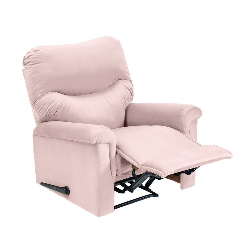 Velvet Rocking Recliner Chair - Light Pink - NZ110