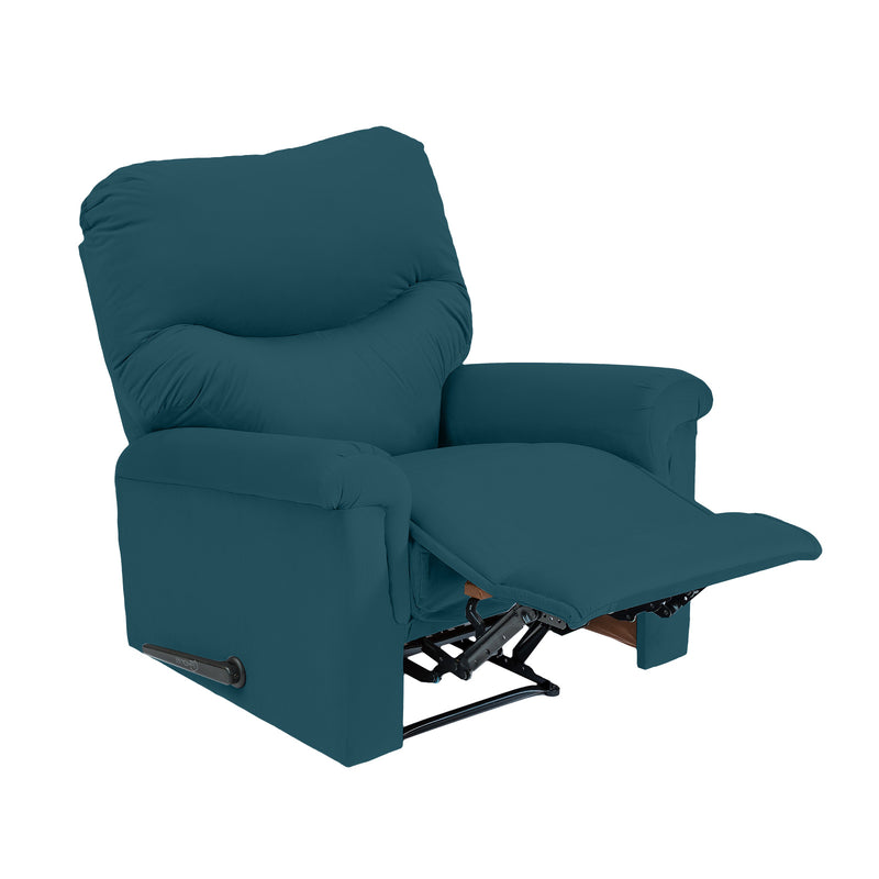 Velvet Rocking & Rotating Recliner Chair - Dark Turquoise - NZ110