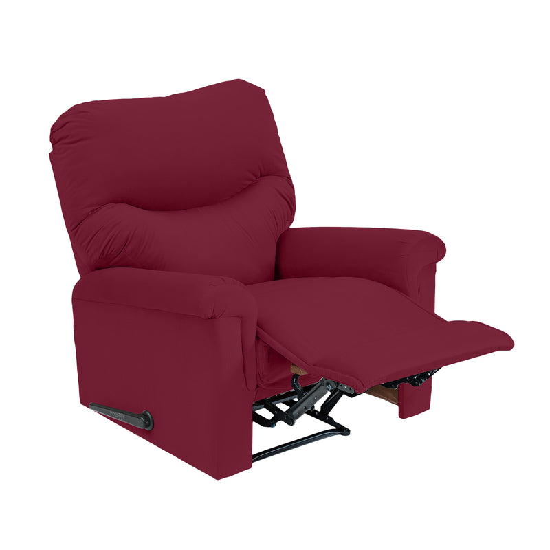 Velvet Rocking Recliner Chair - Burgundy - NZ110