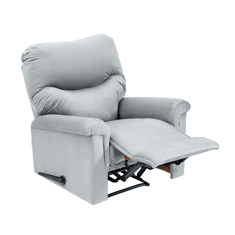 Velvet Rocking Recliner Chair - Grey - NZ110