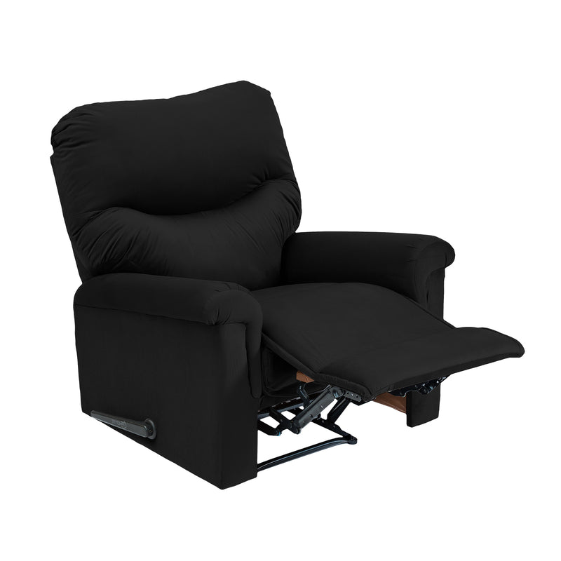 Velvet Rocking Recliner Chair - Black - NZ110
