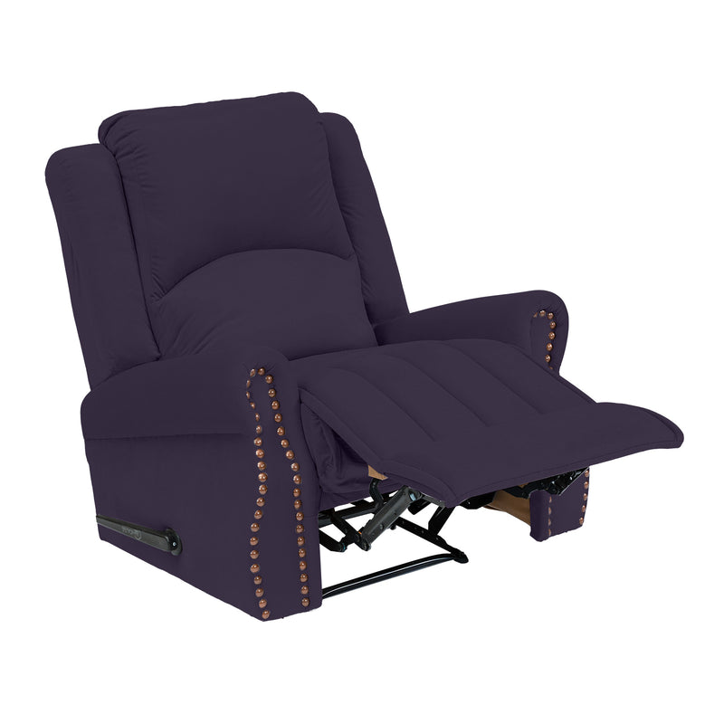 Velvet Rocking & Rotating Recliner Chair - Dark Purple - NZ120