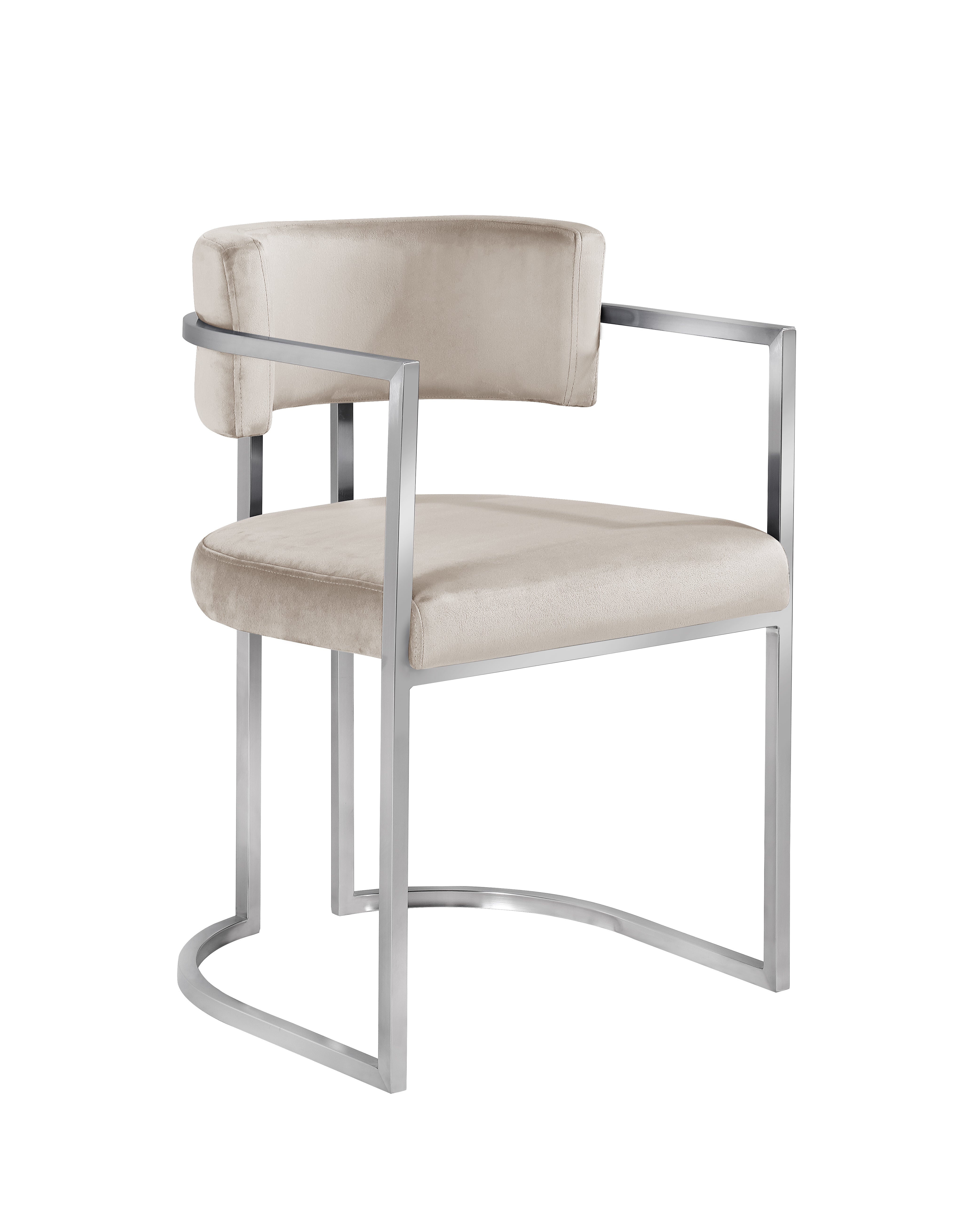 Alexa DC-603 Chair — Beige — Velvet — Silver Legs