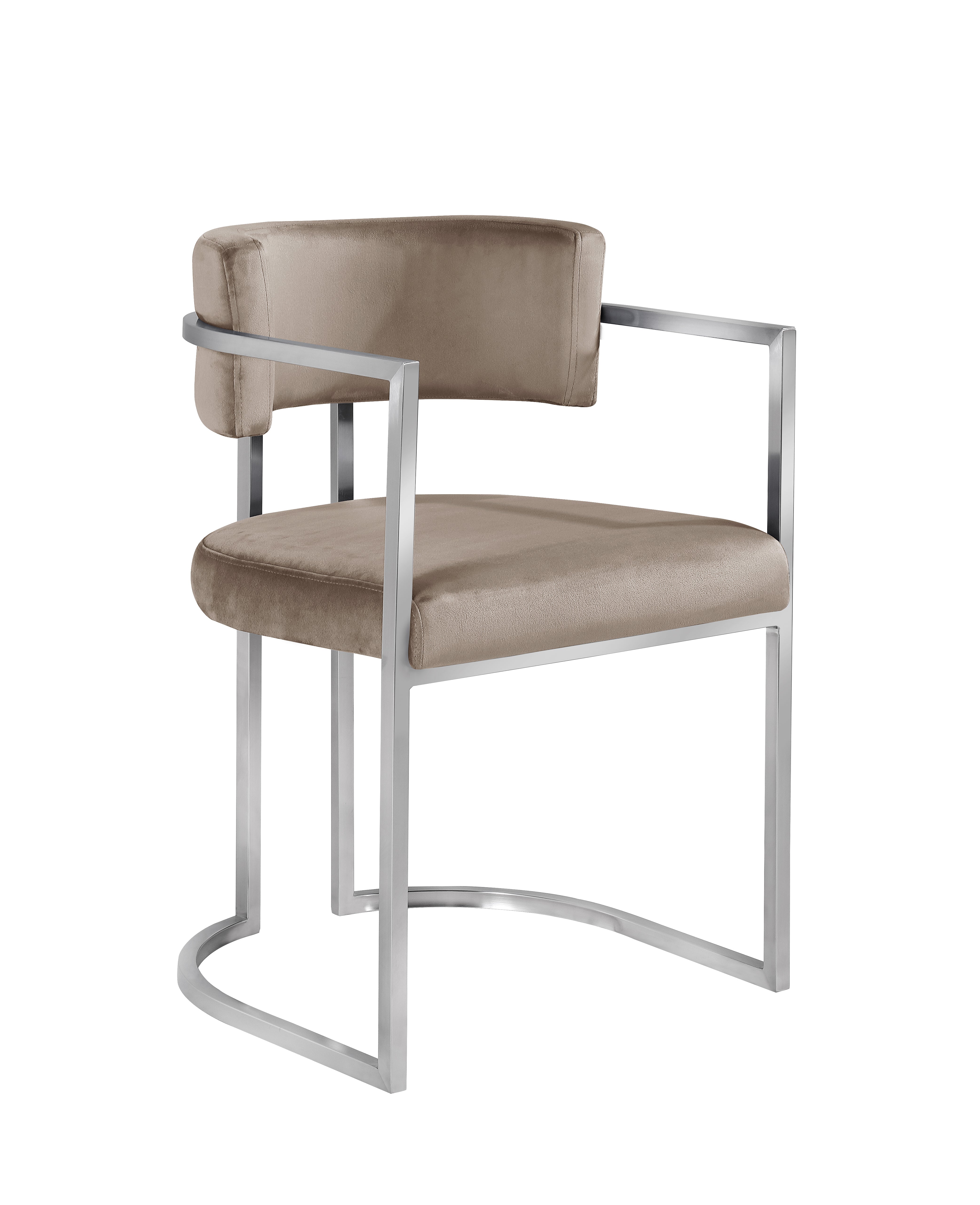 Alexa DC-603 Chair — Brown — Velvet — Silver Legs