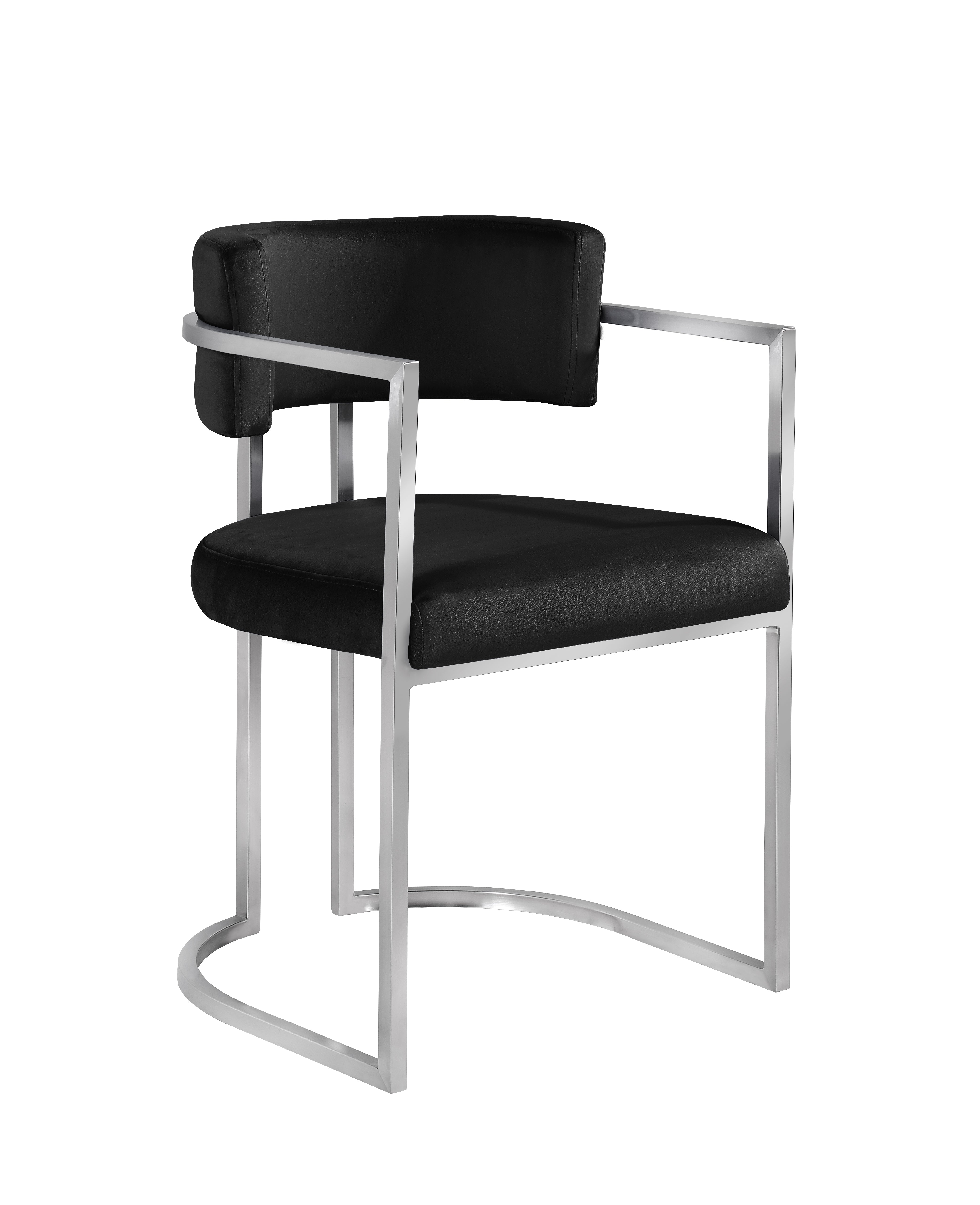 Alexa DC-603 Chair — Black — Velvet — Silver Legs