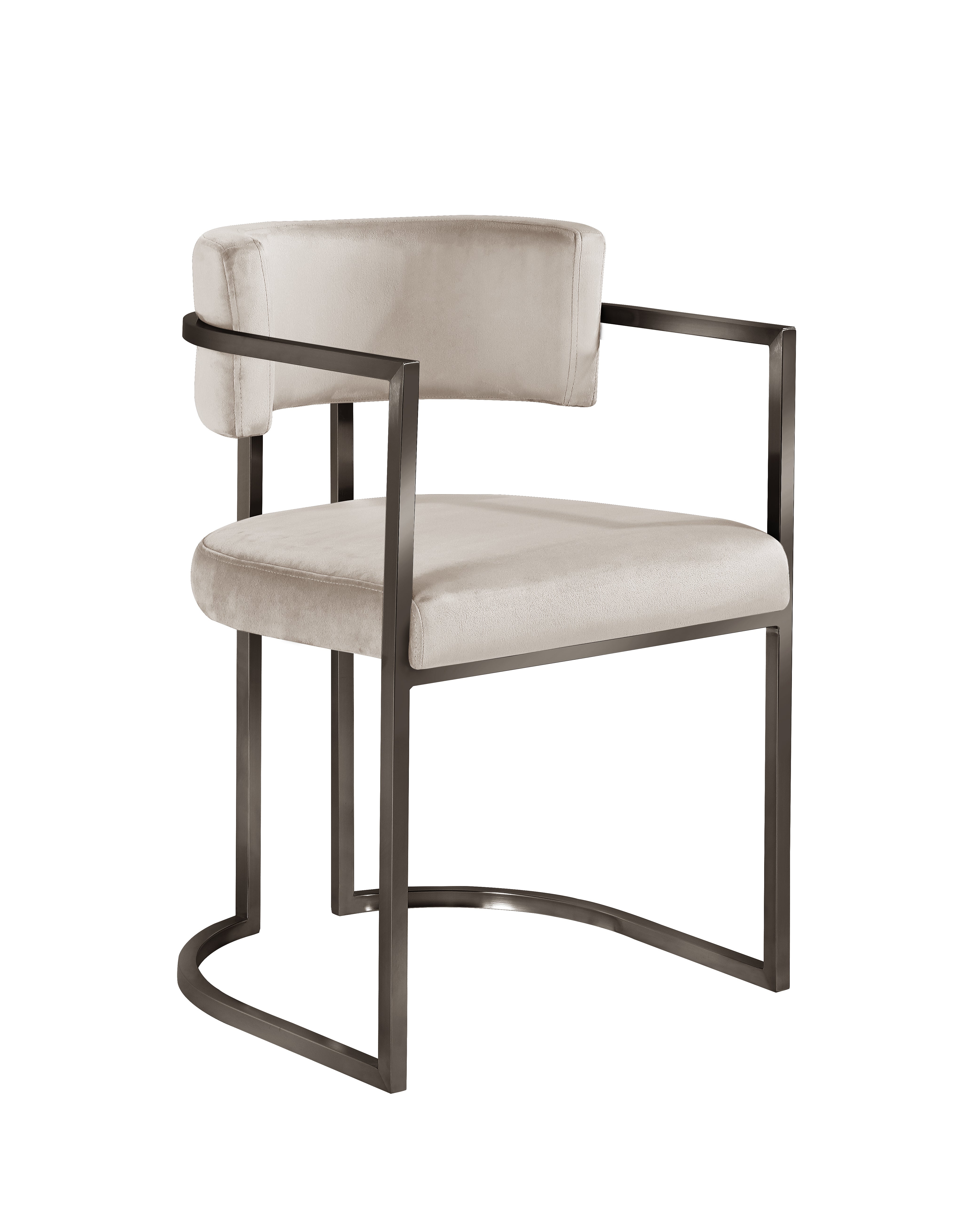 Alexa DC-603 Chair — Beige — Velvet — Bronze Legs