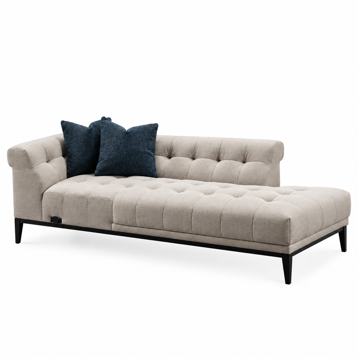 Agate Beige and Navy Cushion Sectional Raf