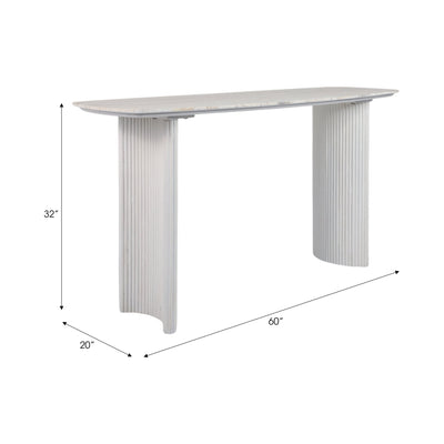 60"catalina Travertine&fluted Wood Console Tble/kd - Al Rugaib Furniture