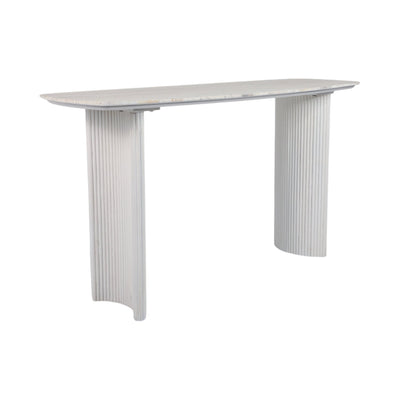 60"catalina Travertine&fluted Wood Console Tble/kd - Al Rugaib Furniture