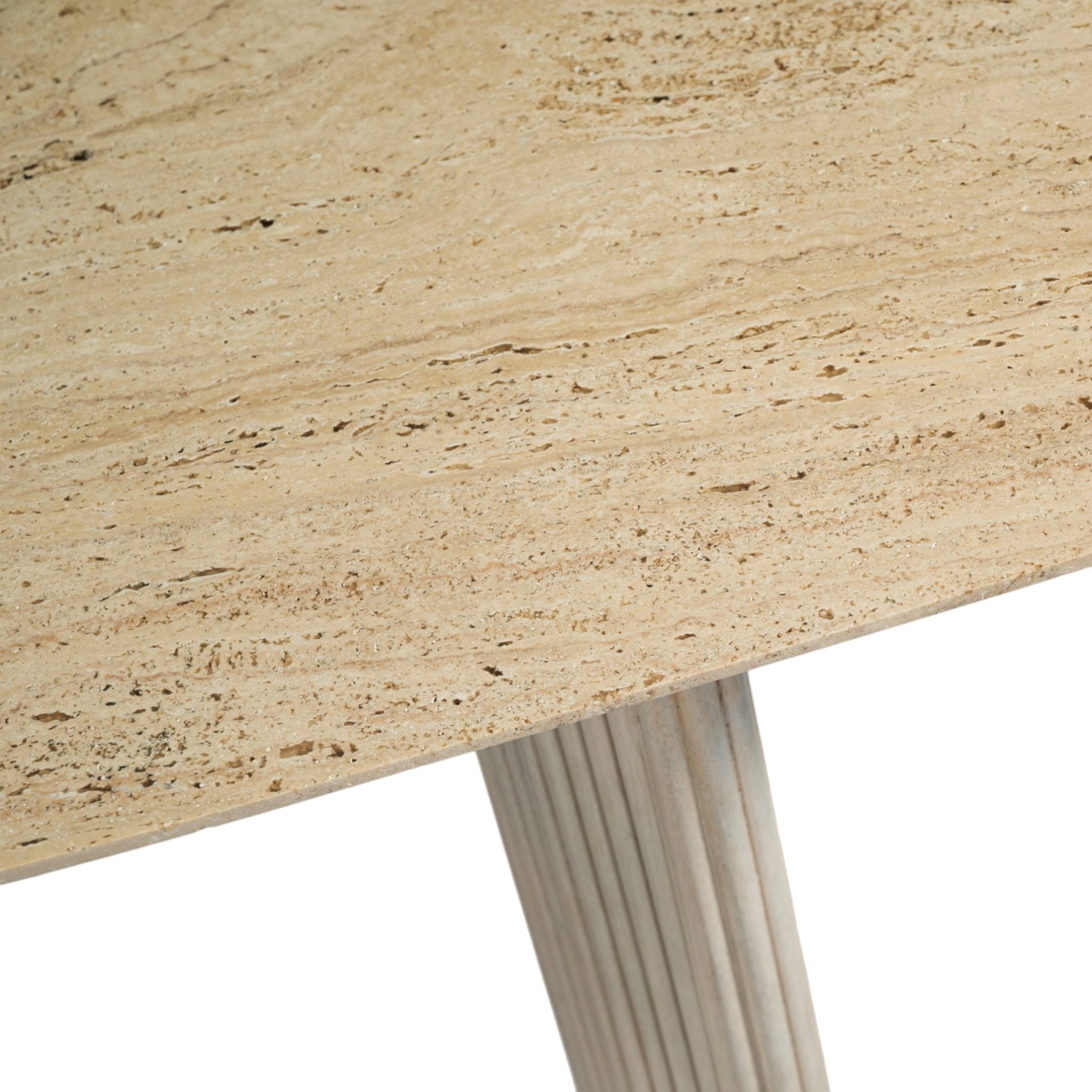 60"catalina Travertine&fluted Wood Console Tble/kd Cabinets & Chests| Sagebrook Home