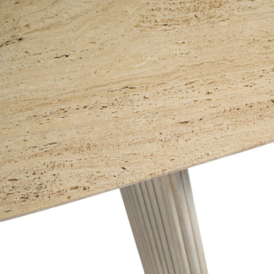 60"catalina Travertine&fluted Wood Console Tble/kd - Al Rugaib Furniture