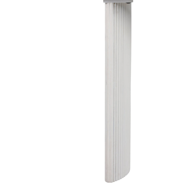 60"catalina Travertine&fluted Wood Console Tble/kd - Al Rugaib Furniture