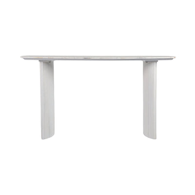 60"catalina Travertine&fluted Wood Console Tble/kd - Al Rugaib Furniture