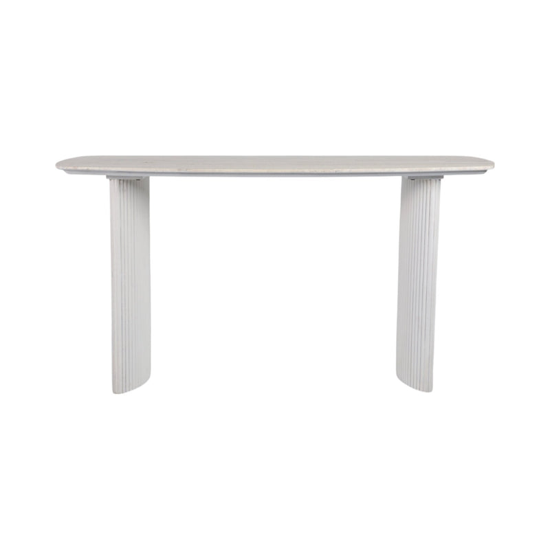 60"catalina Travertine&fluted Wood Console Tble/kd - Al Rugaib Furniture