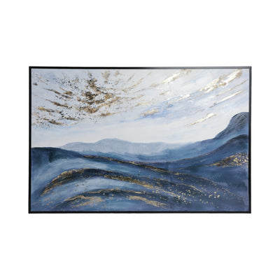 60X40 HAND PAINTED CANVAS, BLUE/GOLD - Al Rugaib Furniture