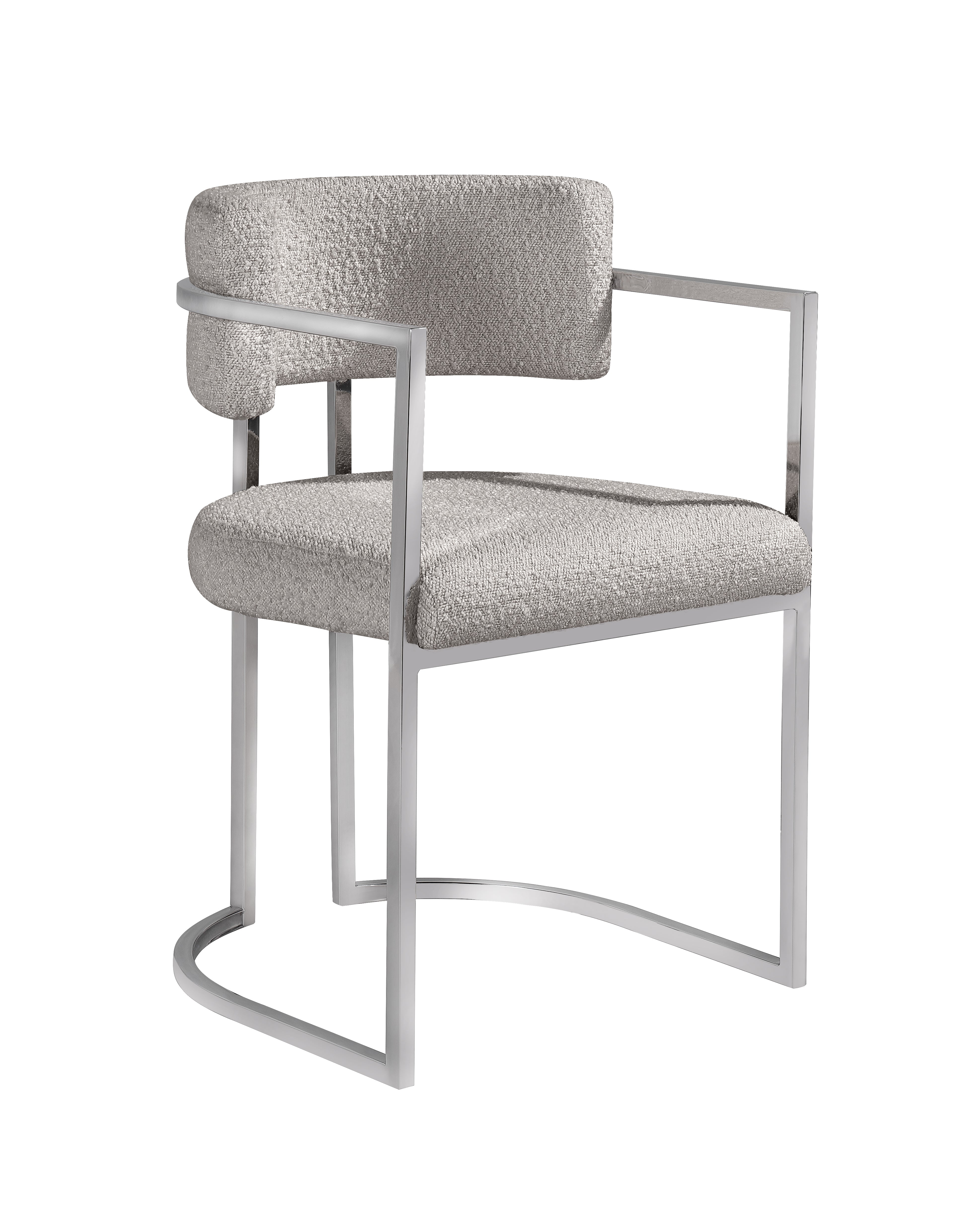 Alexa DC-603 Chair — Tan — Boucle — Silver Legs