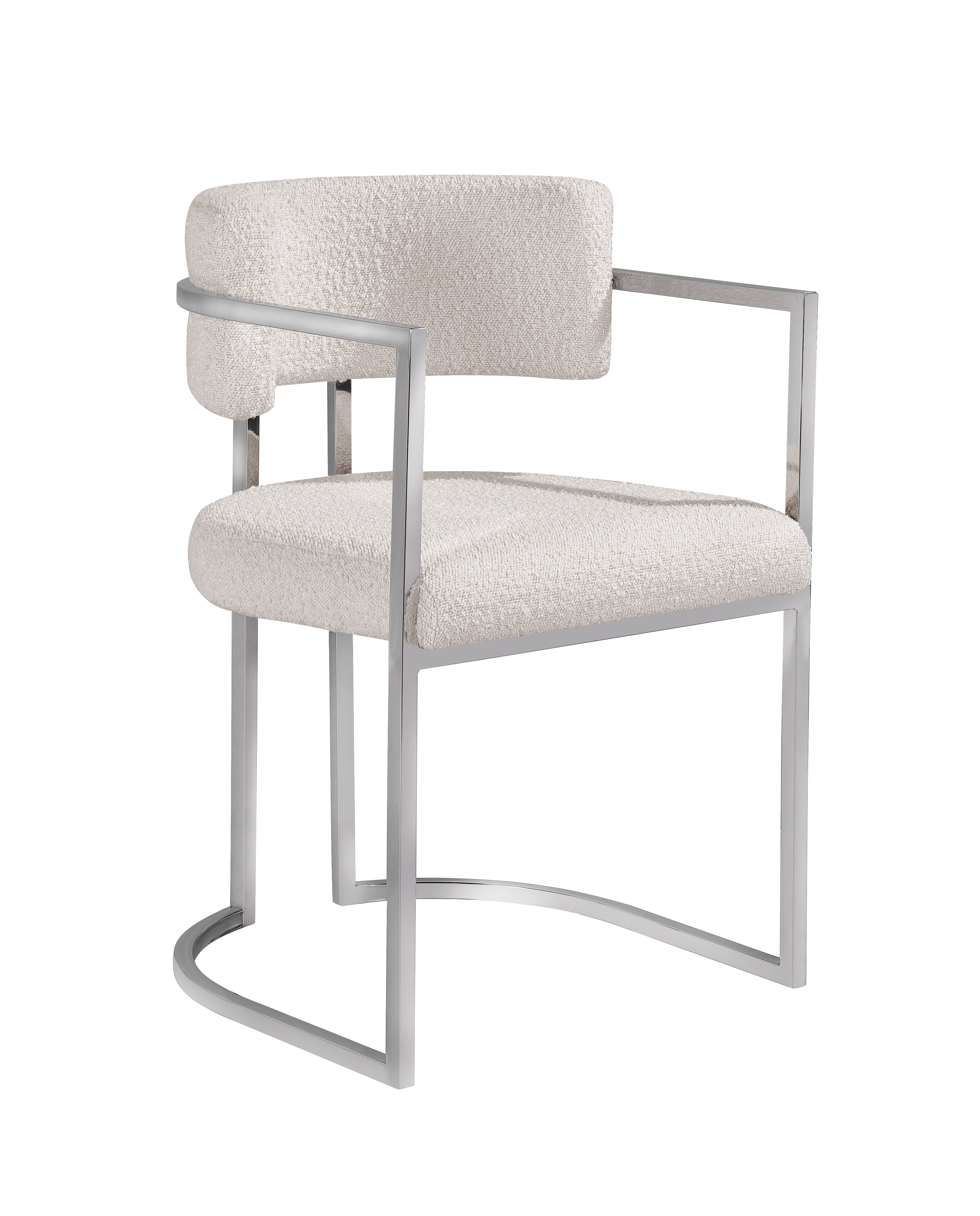 Alexa DC-603 Chair — Beige — Boucle — Silver Legs