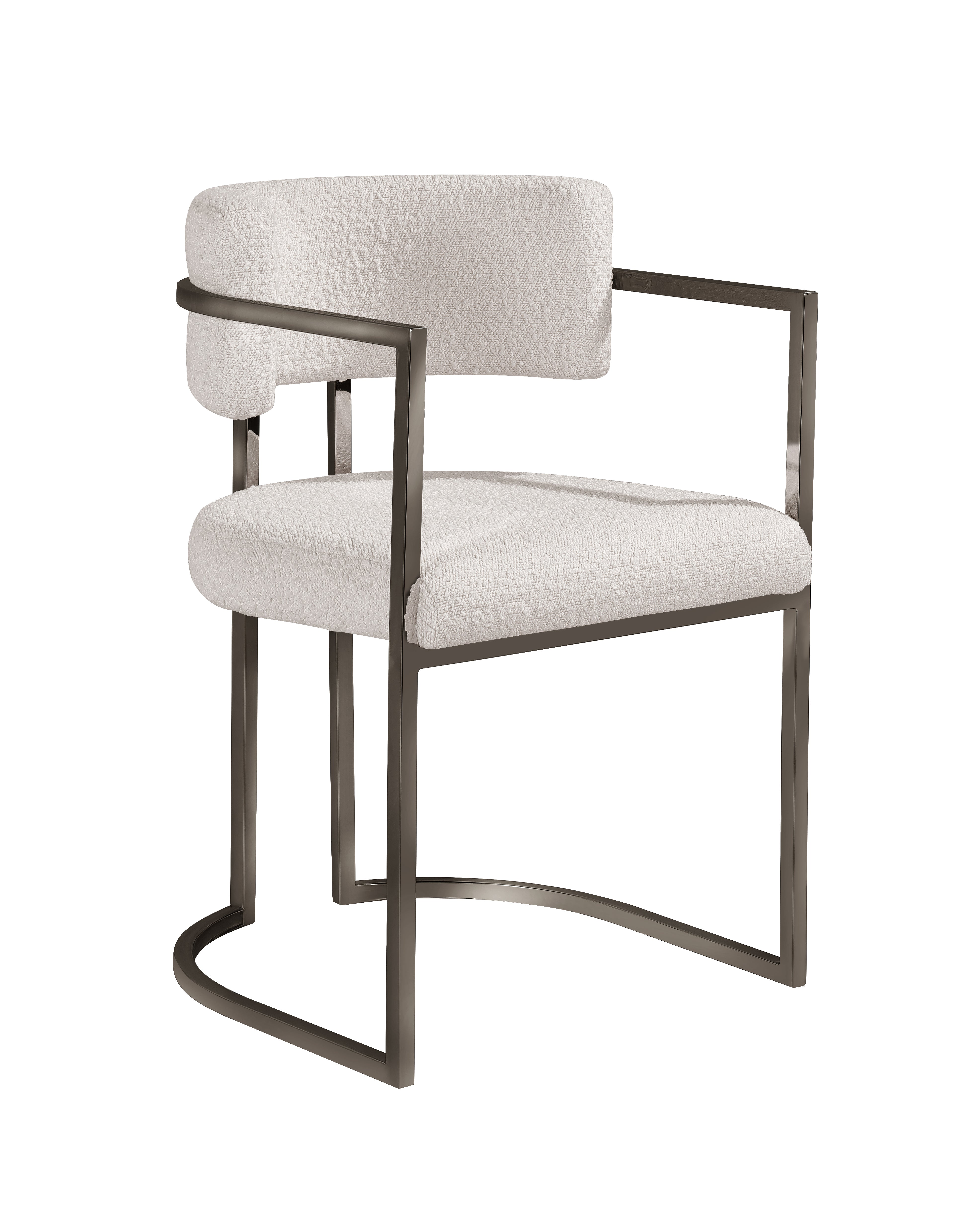 Alexa DC-603 Chair — Beige — Boucle — Bronze Legs