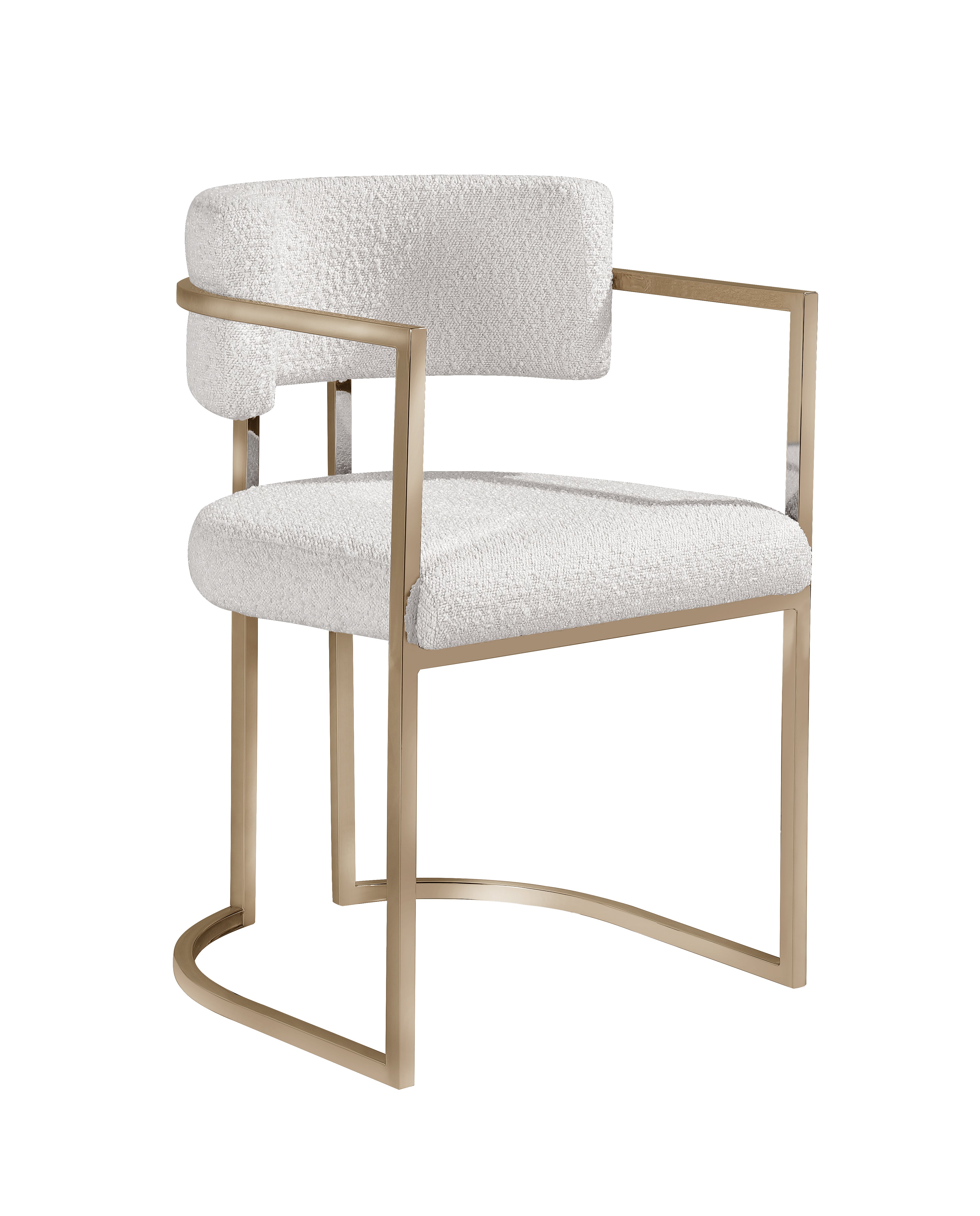 Alexa DC-603 Chair — White — Boucle (8148-11) — Gold Legs
