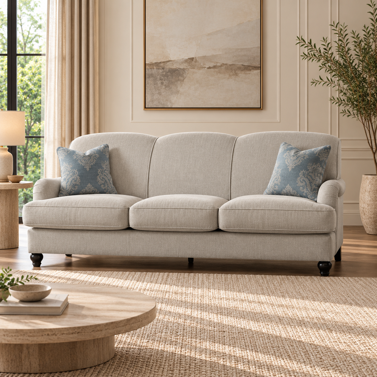Pastel Pattern Sofa (215cm) - Light Blue
