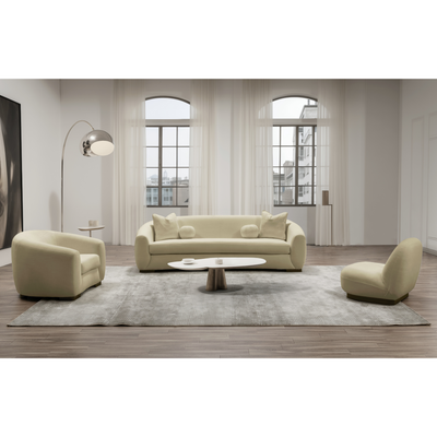 Boucle Linen 3 Seater Sofa