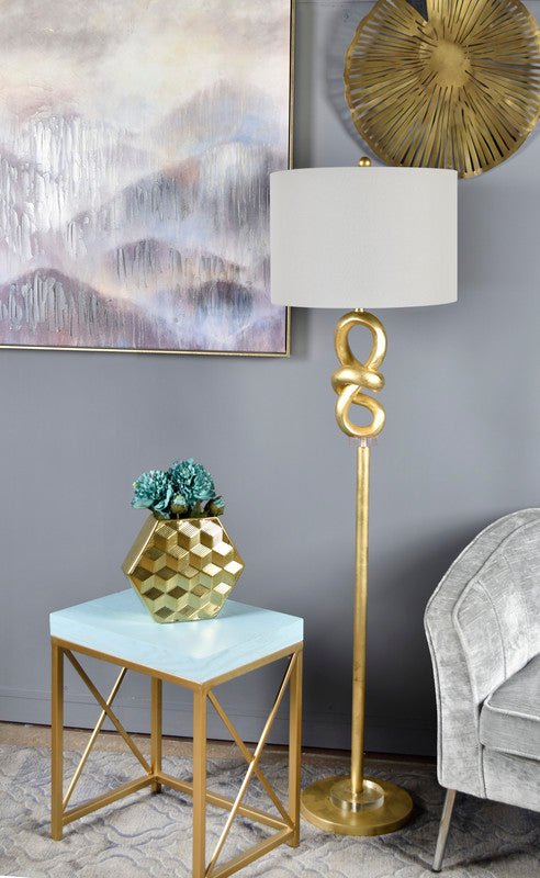 63" HT TABLE LAMP 17"X17"X12" SHADE; Gold Foil finish with Table Lamps| Crestview