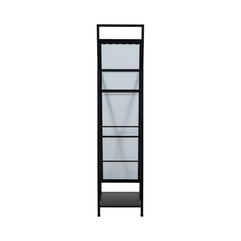 63" Standing Mirror W/ Hooks, Black - Al Rugaib Furniture