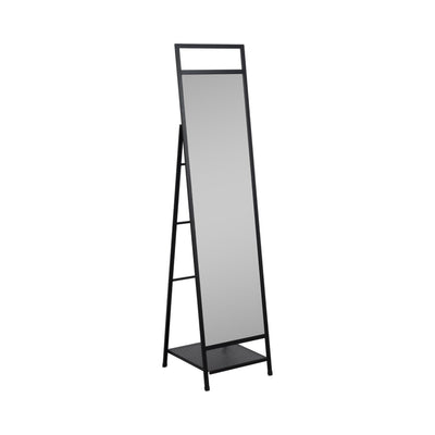 63" Standing Mirror W/ Hooks, Black - Al Rugaib Furniture