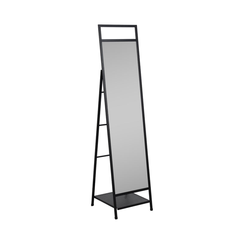 63" Standing Mirror W/ Hooks, Black - Al Rugaib Furniture