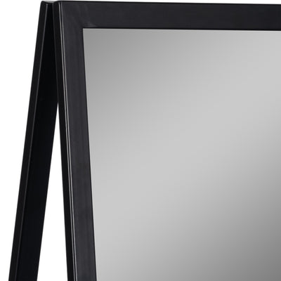 63" Standing Mirror W/ Wood Shelves, Black/natural - Al Rugaib Furniture