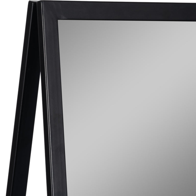 63" Standing Mirror W/ Wood Shelves, Black/natural - Al Rugaib Furniture