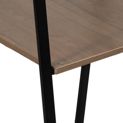 63" Standing Mirror W/ Wood Shelves, Black/natural - Al Rugaib Furniture