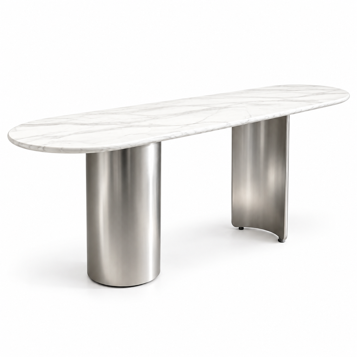 Twirl White Silver Bar Table - 152 Cm TOP