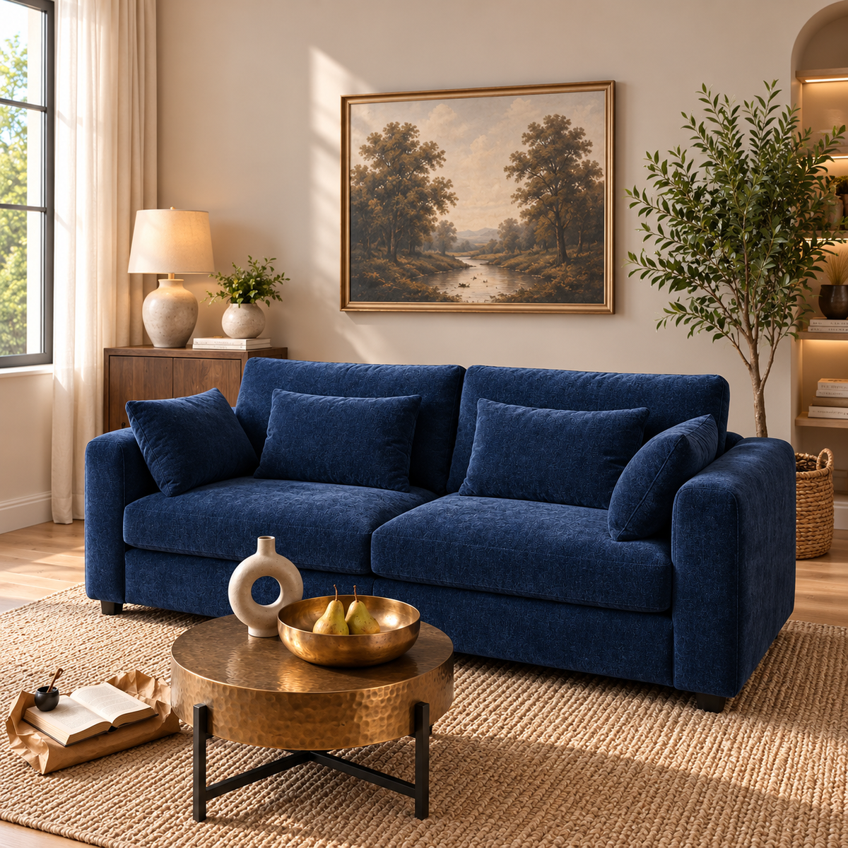 Terrona Rust Sofa 280cm - Navy