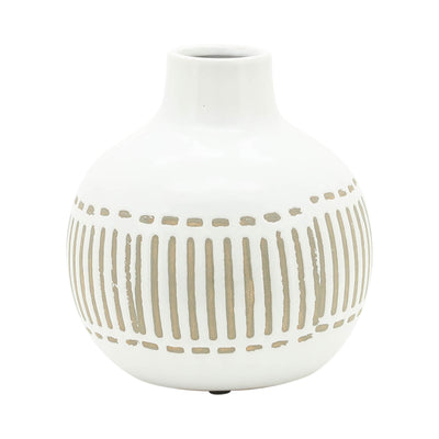 CER, 6H ROUND AZTEC VASE, GRAY