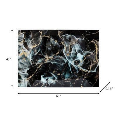 63X43 ABSTRACT METALLIC TEMPERED GLASS ART, MULTI - Al Rugaib Furniture