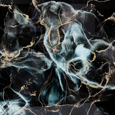 63X43 ABSTRACT METALLIC TEMPERED GLASS ART, MULTI - Al Rugaib Furniture