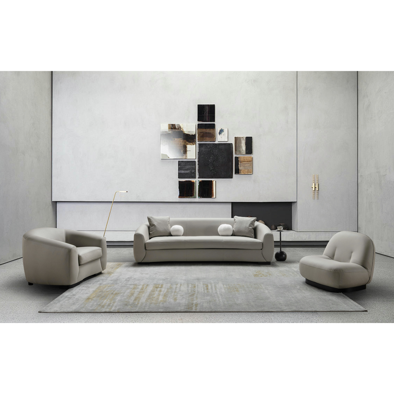 Boucle Leather 3 Seater Sofa (W250cm)