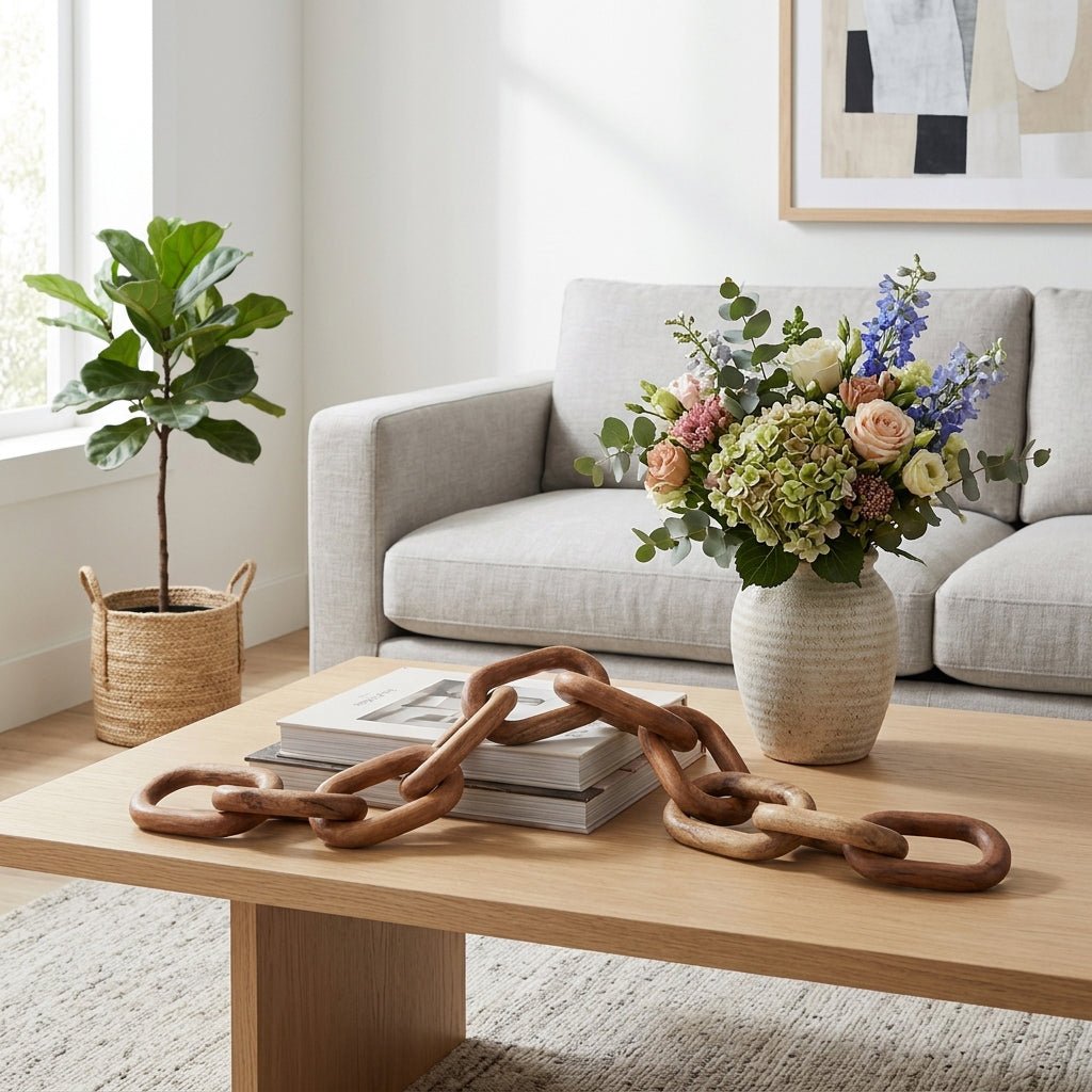 64x5" Reclaimed Wood Chain Link D?cor, Natural Table Decors| Sagebrook Home