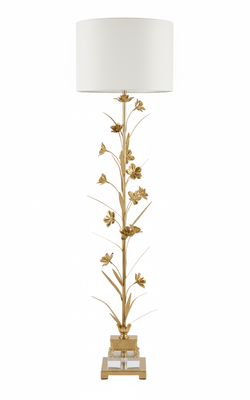 65.5" HT TABLE LAMP. 17"X17"X12" SHADE; Gold painted finish Wall Art| Crestview
