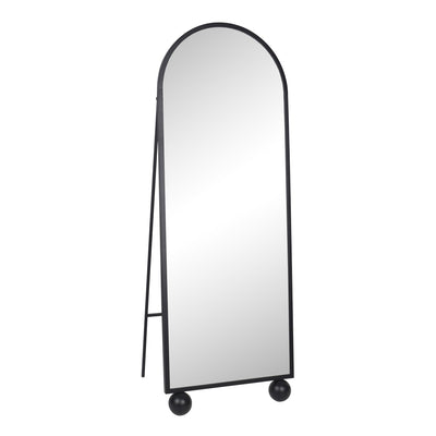 66" Mirror On Stand With Ball Feet, Black - Al Rugaib Furniture