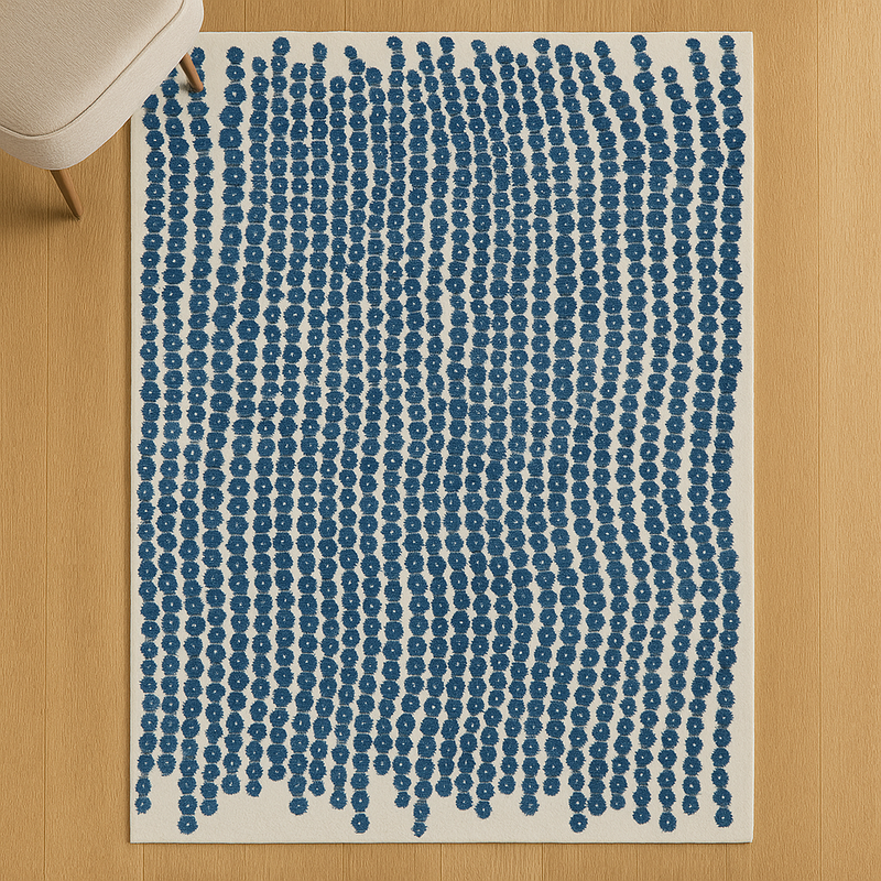 Woven Jute Rug with Ocean Stripes - Natural Harmony