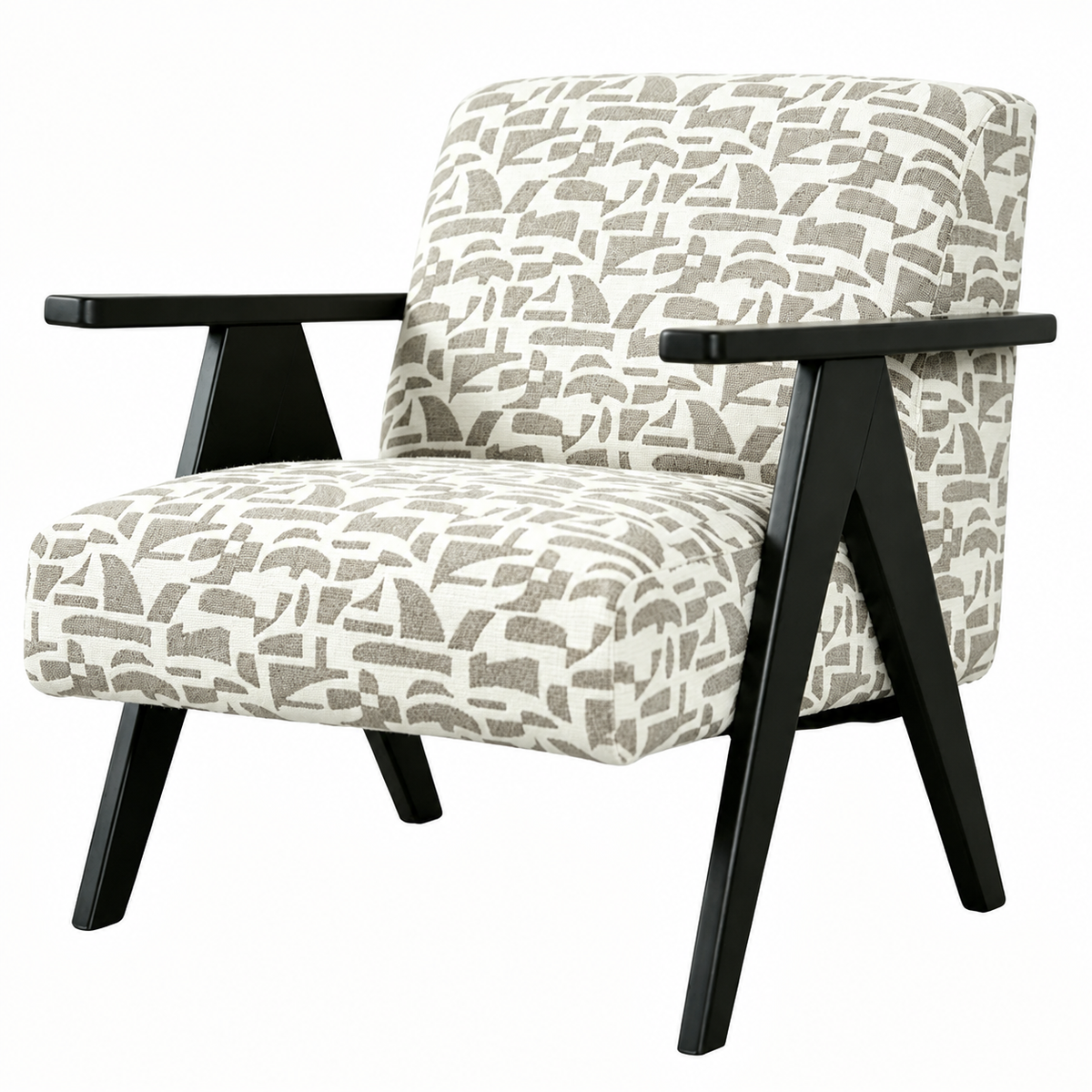 Cletus Printed Beige Accent Chair