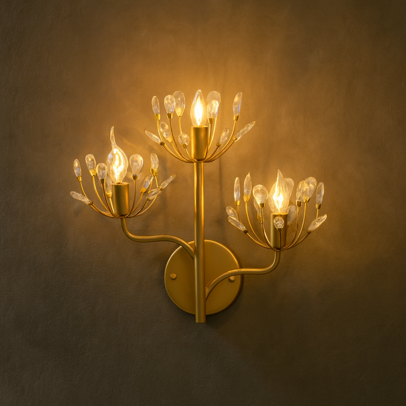 METAL 3 LIGHT WALL SCONCE, GOLD