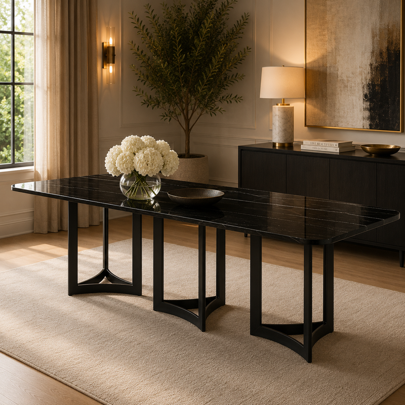 Alexa Dining Table Black Base and 395 CM Black Marble