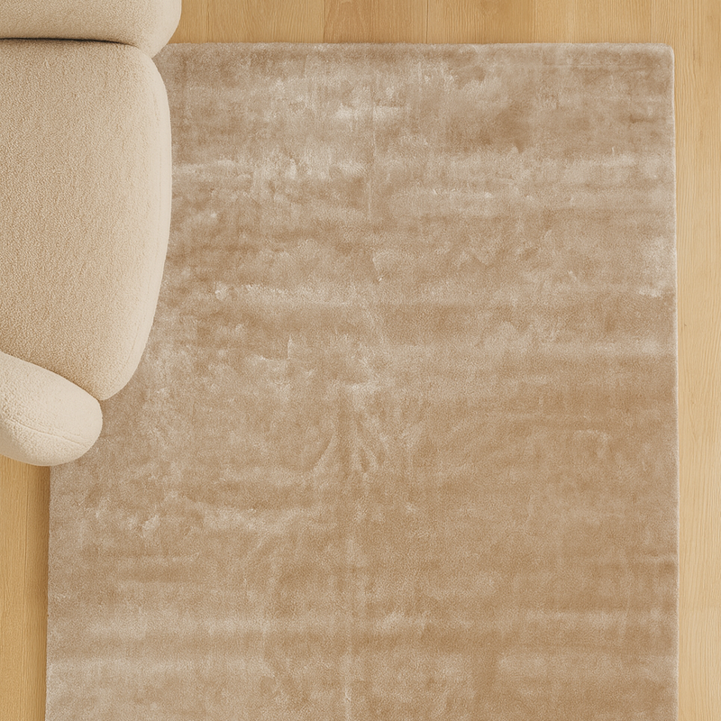 INDIAN HANDWOVEN VISCOSE CARPETS Brown Rug